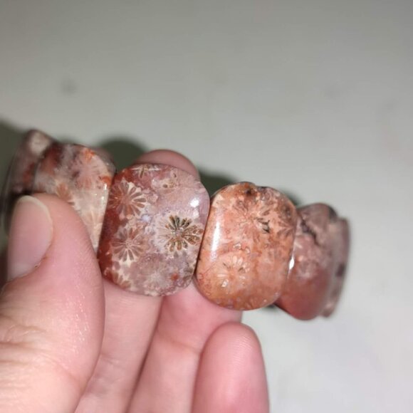 Coral Jade soft bangle bracelet natural crystal gift - Picture 6 of 6